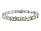 11.75 Carat (ctw) Peridot Bracelet in Sterling Silver with Accent Diamonds